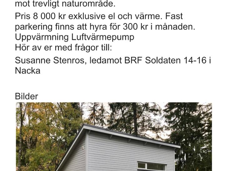 Bostad Soldatvägen Nacka