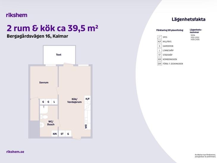 Bostad Bergagårdsvägen Kalmar